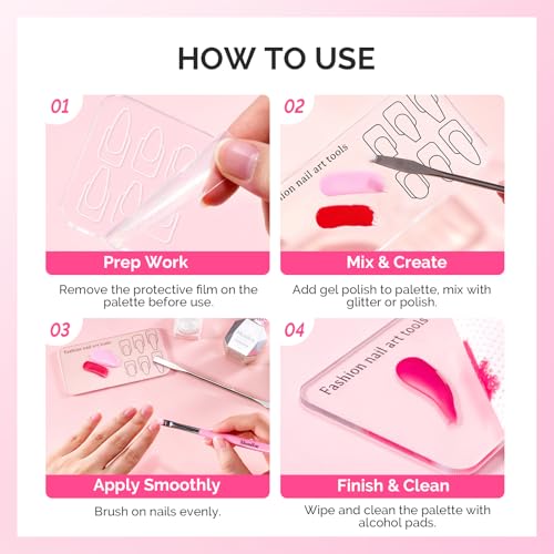 MelodySusie 2Pcs Nail Art Practice Palette with Spatula - Clear Acrylic Set