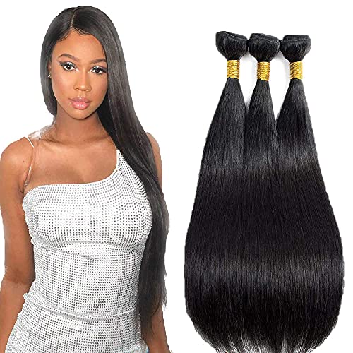 Brazilian Straight Hair Bundles 22 24 26 inch 1B Remy