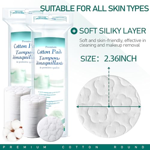 Cotton Rounds for Makeup Removal, 300 Count | Ultra-Soft Pads