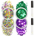 Allstarry Mardi Gras Face Glitter, 4 Colors Chunky Sparkle Set
