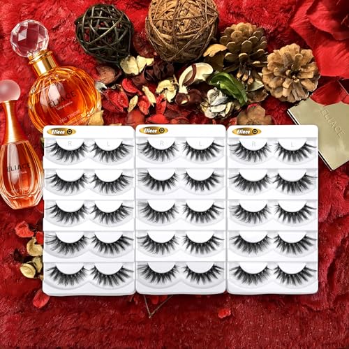 Eliace 3D Mink Lashes 15 Pairs Cat Eye Wispy Fake Eyelashes