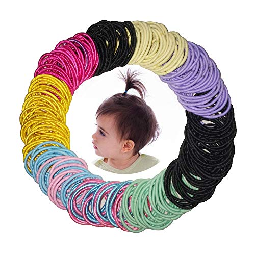 LEDUODO 300Pcs Small Multicolor Elastic Hair Ties for Girls & Babies