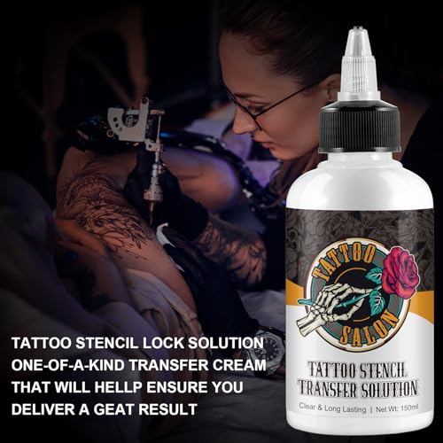 150ml Tattoo Stencil Transfer Gel Solution, Professional Tattoo Stencil Gel, Stencil Magic Cream, Tattoo Application Solution for Transfer Paper Machine Stencils, Clear & Long-Lasting