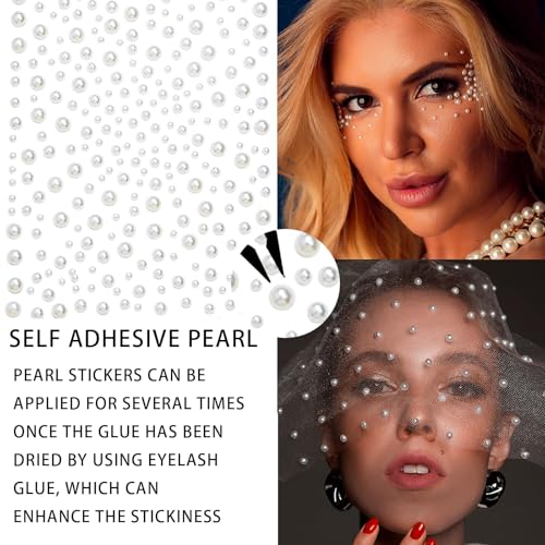 1550 Pcs Self Adhesive Rhinestones Face Gems and Pearls for Makeup, Rainbow Face Jewels Stick on Pearls Stickers Festival Diamonds Accessories, Nail Eye Hair Body DIY Decoration