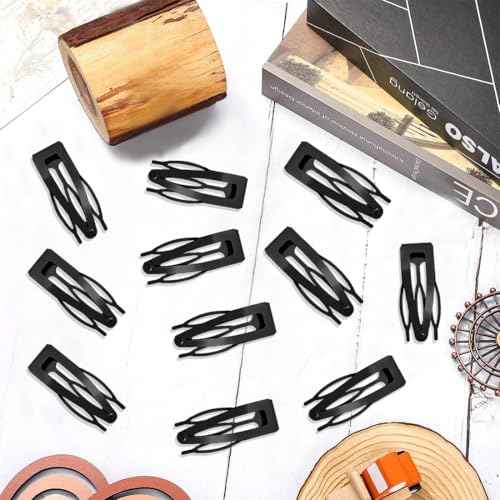 20 Pcs Snap Hair Clips for Women Snap Hair Barrettes Double Grip Hair Clips 3 Prong Clips for Hair Barrettes for Women Girls (Black)