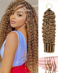 18" Honey Blonde Burmese Curly Crochet Hair Extensions 55g