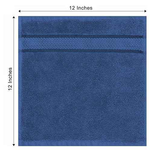 COTTON CRAFT Ultra Soft Washcloths - 12 Pack Luxury Washcloths - 100% Cotton Plush Absorbent 580 GSM Face Towels - Machine Washable Quick Dry Durable Wash Cloth Set - Bathroom Spa Gym Skincare - Blue