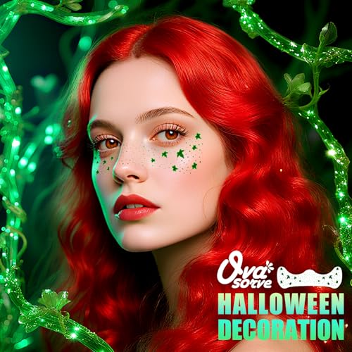 Ivy Leaf Face Tattoos - Green Glitter Waterproof Temporary Tattoos (8 Sheets)