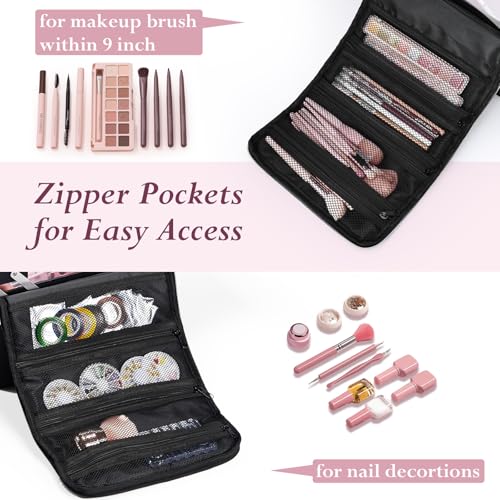 Large 4-Tier Makeup Train Case with Shoulder Strap & Luggage Sleeve
