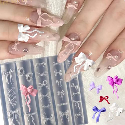3D Bowknot Silicone Nail Mold for DIY Gel Nail Art - Reusable