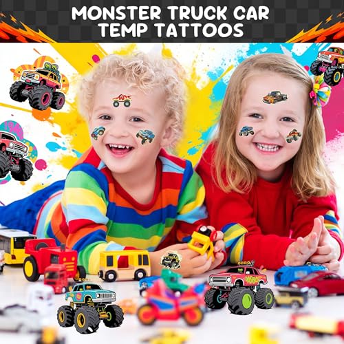 Monster Truck Glow in Dark Temporary Tattoos - 86 Pcs