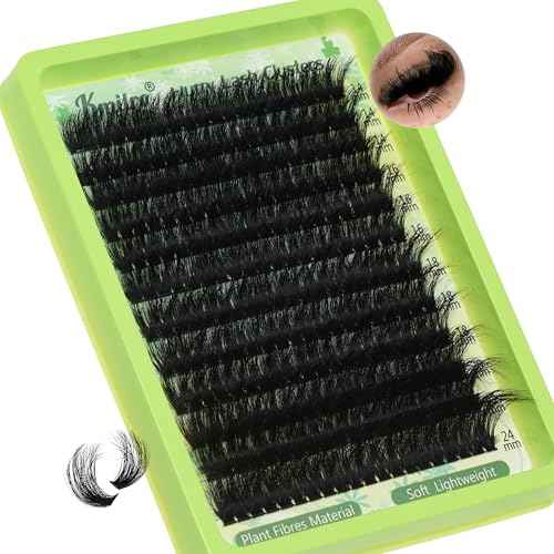 Kmilro Lash Clusters 14-24mm Thick Long Cluster Eyelash Extensions 180D D C Volume Eyelash Clusters 240pcs Individual Lashes Soft Wispy False Eyelashes DIY Lash Extension for Beginners