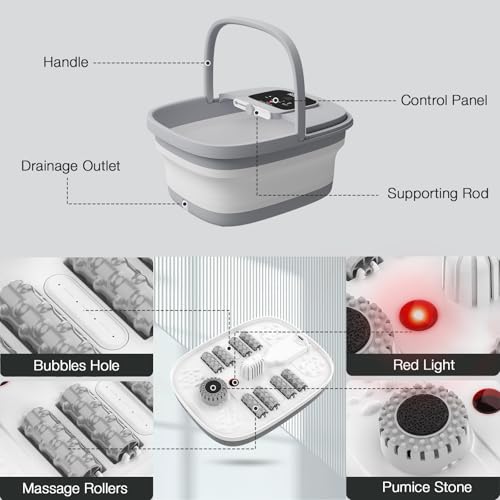 Collapsible Foot Spa with Heat, Massage & Red Light
