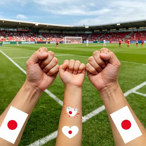 Japan Flag Temporary Tattoos - 40 Pcs Waterproof Face Stickers