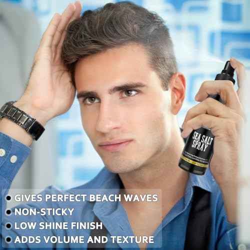 Sea Salt Spray for Men, Sea Salt Spray for Hair, Texturizing & Thickening With Kelp, Aloe Vera & Red Algae Extract, Adds Instant Volume & Light, Beach Waves Styling Product, Travel Hairspray 2x100ml