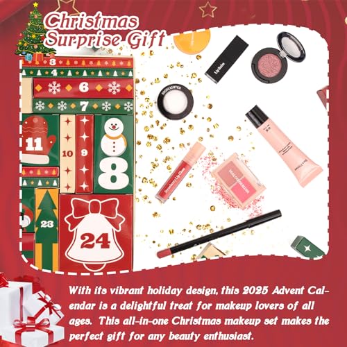 Makeup Advent Calendar 2025 - 24 Pc Christmas Countdown Gift Set