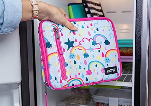 PackIt Freezable Classic Lunch Box, Rainbow Sky, Built with EcoFreeze Technology, Collapsible, Reusable, Zip Closure With Zip Front Pocket and Buckle Handle, Perfect for School Lunches