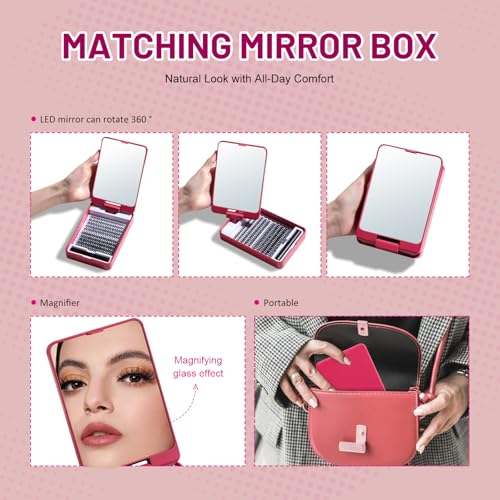 BS-MALL Lash Clusters Kit – Reusable Fake Eyelashes with 5X Mirror