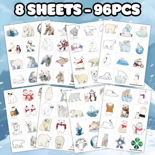 96 Polar Bear Temporary Tattoos – Party Favors & Decorations