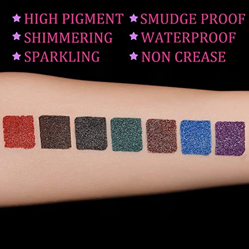 UCANBE 7 Colors Shimmer Liquid Eyeliner Makeup Set, Metallic Satin Finish Colorful Sparkling Eye Liner Pen, Long Lasting High Pigmented with Waterproof & Smudge Proof Formula