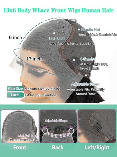 Fongly 13x6 Body Wave Lace Front Wig 26" Human Hair