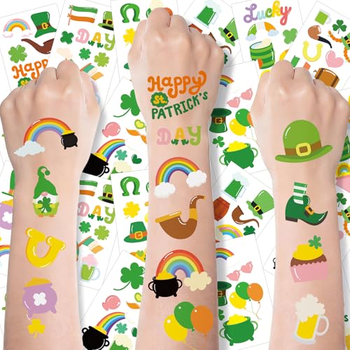 St. Patrick's Day Temporary Tattoo Stickers, 10 Sheets
