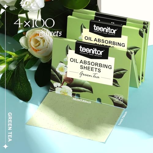 Teenitor Oil Blotting Sheets for Face, 400 Sheets Green Tea