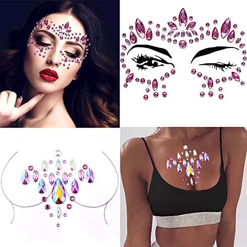 Mermaid Pink Face Gems Rhinestone Stickers for Rave & Festival