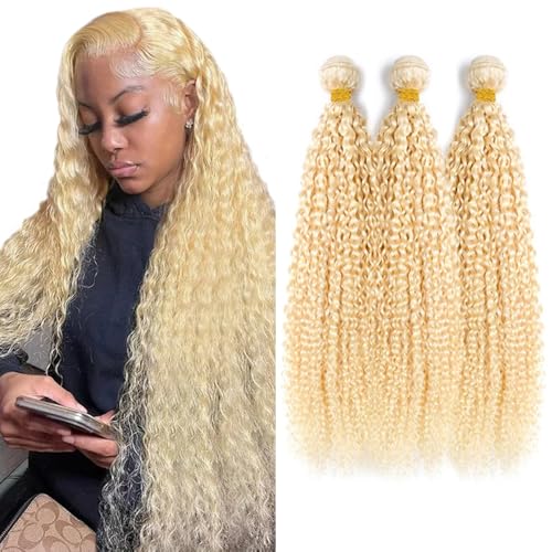 Freiuoke 613 Dark Gold Blonde J / 22 22 22 Inch Virgin Kinky Curly Hair Bundles