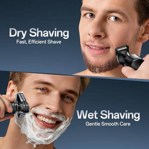 Electric Shaver for Men, Rechargeable Electric Razor with Floating Heads for Face Beard, 3-in-1 Trimmer, Close, Clean Shave, IPX7 Waterproof Wet/Dry, USB-C Charging, New Men¡¯s Gift