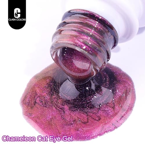 Clara Colors Gel Nail Polish Kit With UV Light - 21 Colors Holographic Chameleon 9D Cat Eye Polish With Magnet, Base Top Coat, Tools - All-In-One Nail Art Manicure Starter for Salon DIY Home