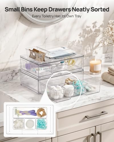 Vtopmart 12-Pack Clear Makeup Organizer Set with Stackable Drawers