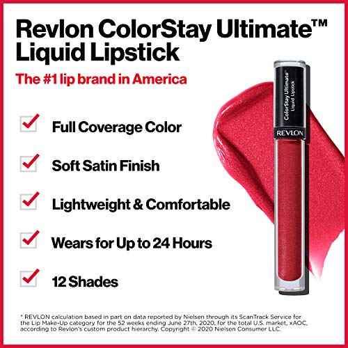 Revlon ColorStay Ultimate Liquid Lipstick, Longwear Rich Lip Colors, Wears for Up to 24 Hours, Satin Finish, 030 Miracle Mauve, 0.1 fl oz