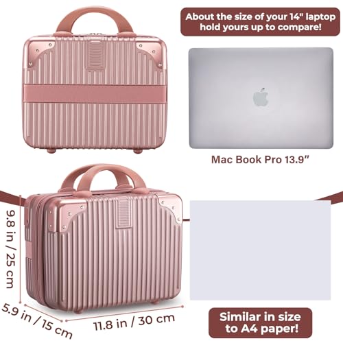 Noverlife 14" Hard Shell Makeup Travel Case - Rose Gold