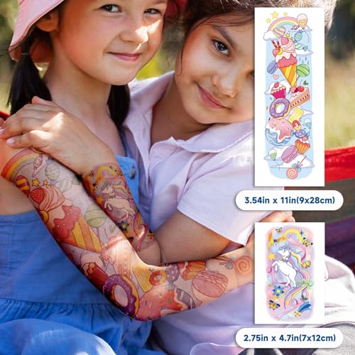 Temporary Tattoo Sleeves for Kids - 66 Sheets, Mermaid & Space