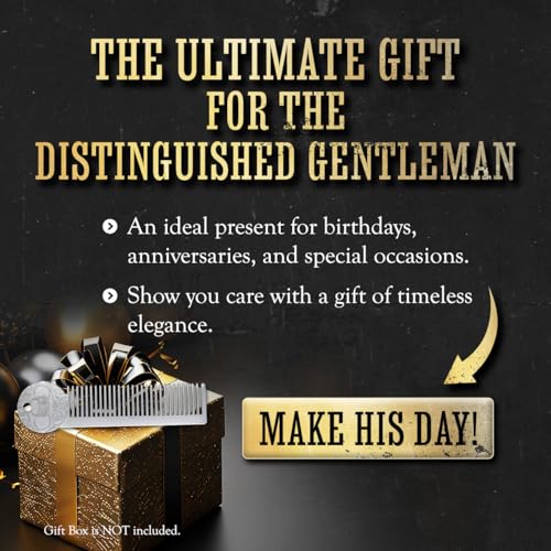Defender Mustache Balm 2oz and Platinum Comb Set | Mens Grooming Set for Mustaches