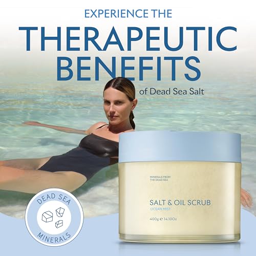 SEACRET Body Scrub - Salt & Oil Body Exfoliator with Dead Sea Minerals and Essential Oils, Ocean Mist Scent 14.1 FL.OZ.