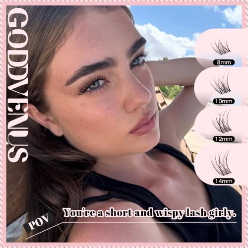 Goddvenus ZC-Short Natural Lash Clusters 8-14mm Wispy Fake Eyelashes for DIY Extensions
