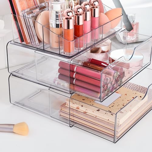 Vtopmart 3 Tier Clear Makeup Organizer with 2 Drawers - Stylish Storage Solution