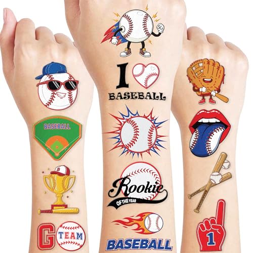 120 PCS Baseball Temporary Tattoos for Kids