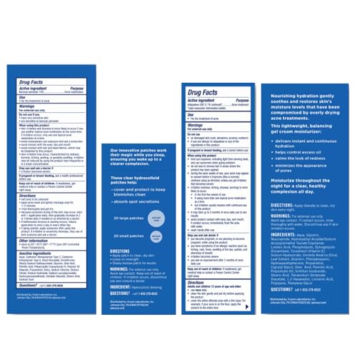 PanOxyl Complete Acne Clearing Routine Bundle - Acne Foaming Wash Benzoyl Peroxide 10%, PM Balancing Repair Moisturizer, PM Overnight Spot Patches & Adapalene 0.1% Leave-On Gel