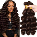 Brown Loose Wave Hair Bundles Human Hair 16 18 20 Inch