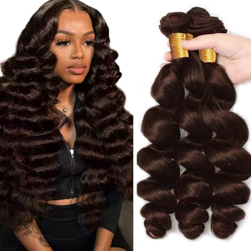 Brown Loose Wave Hair Bundles Human Hair 16 18 20 Inch