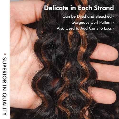 ToyoTress Kinky Curly Crochet Human Hair - 10 Inch 50G Feather-Line Invisible Knotless Crochet Human Hair For Black Women Brown Highlight Braiding Hair (10 Inch, P1B/30-50G)