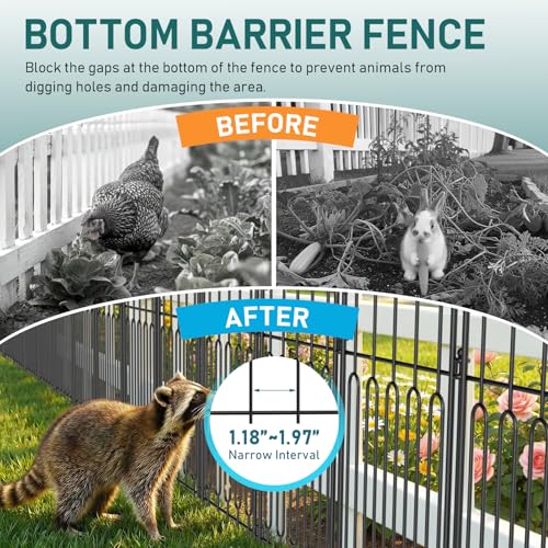 Goovilla 10ft Rustproof Metal Garden Fence Panels for Animals