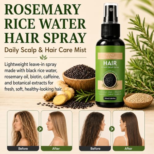 Rosemary Rice Water Hair Spray with Biotin & Caffeine, 100ml