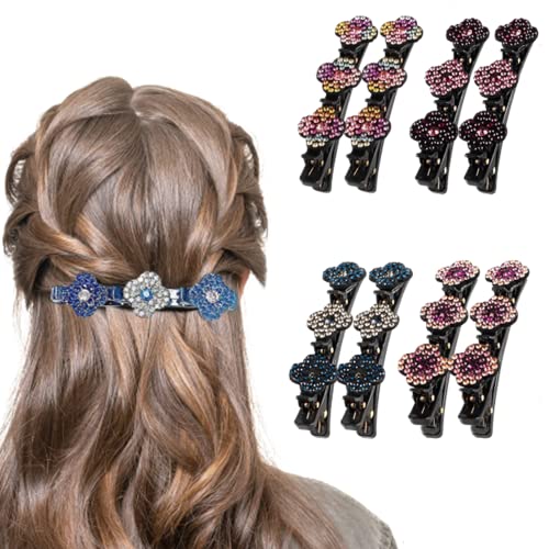 KAIEHONHG 8PCS Hair Clips,Crystal Hair Clips,Hair Clips for Women Braided,Duckbill Hair barrettes for Women Satin Fabric Hair Bands suit Girls and Women (Hair cilps)