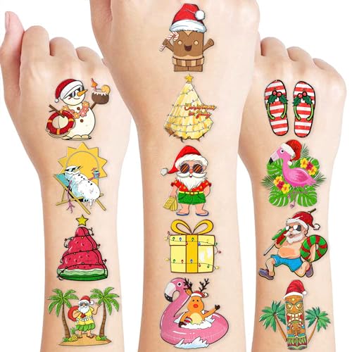 Christmas Temporary Tropical Favors Supplies July Themed Cute 10 Sheets 100 PCS for Girls Boys Class School Carnival