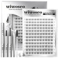 wiwoseo Flaunt Short Lash Clusters Wispy Lash Clusters Kit 8-14MM Venus Eyelash Clusters Eyelash Extensions Kit C Curly Individual Lashes Extension Kit Natural Eyelashes Clusters for Daily Makeup