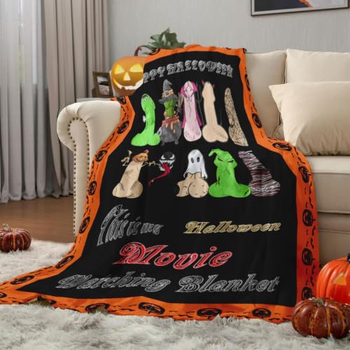 Halloween Movie Watching Throw Blanket - 300GSM Cozy Decor